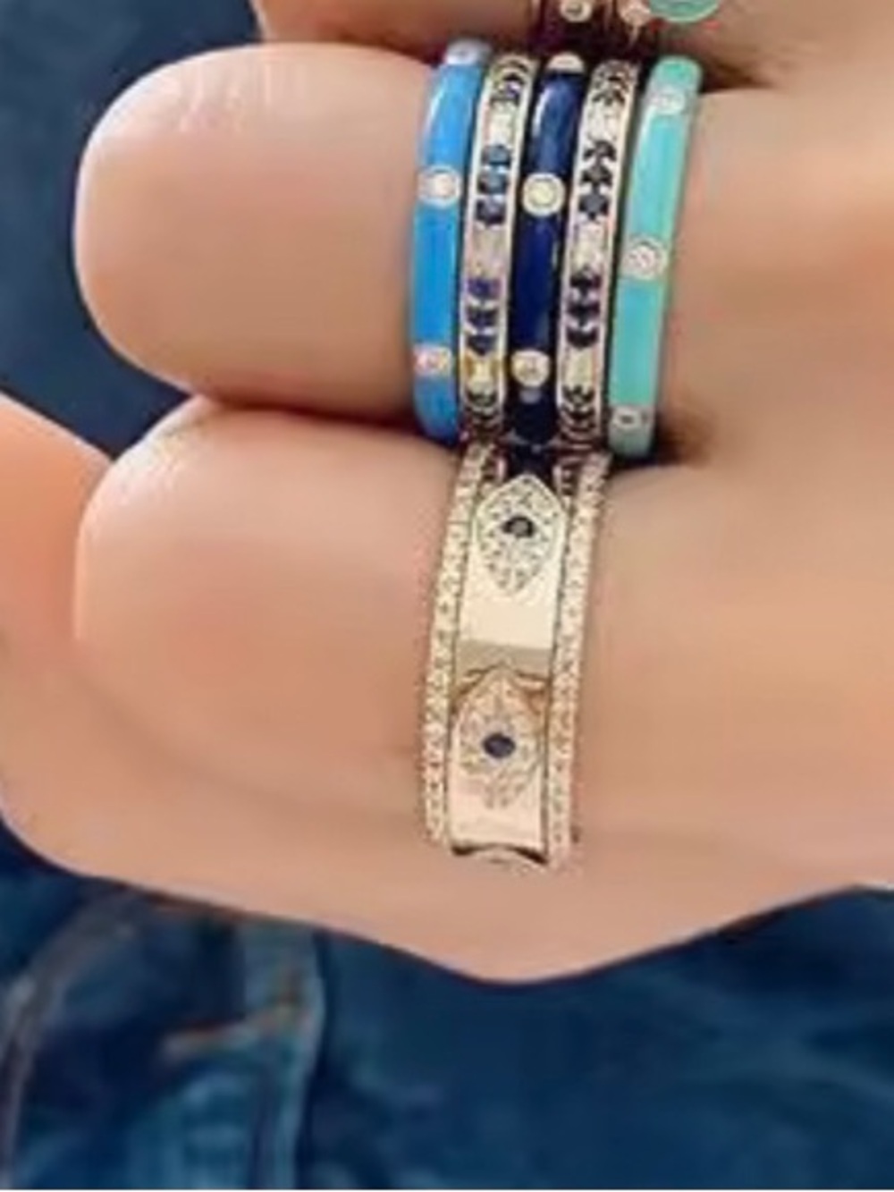 18k Sapphire Evil Eye Band - Picture 9 of 14